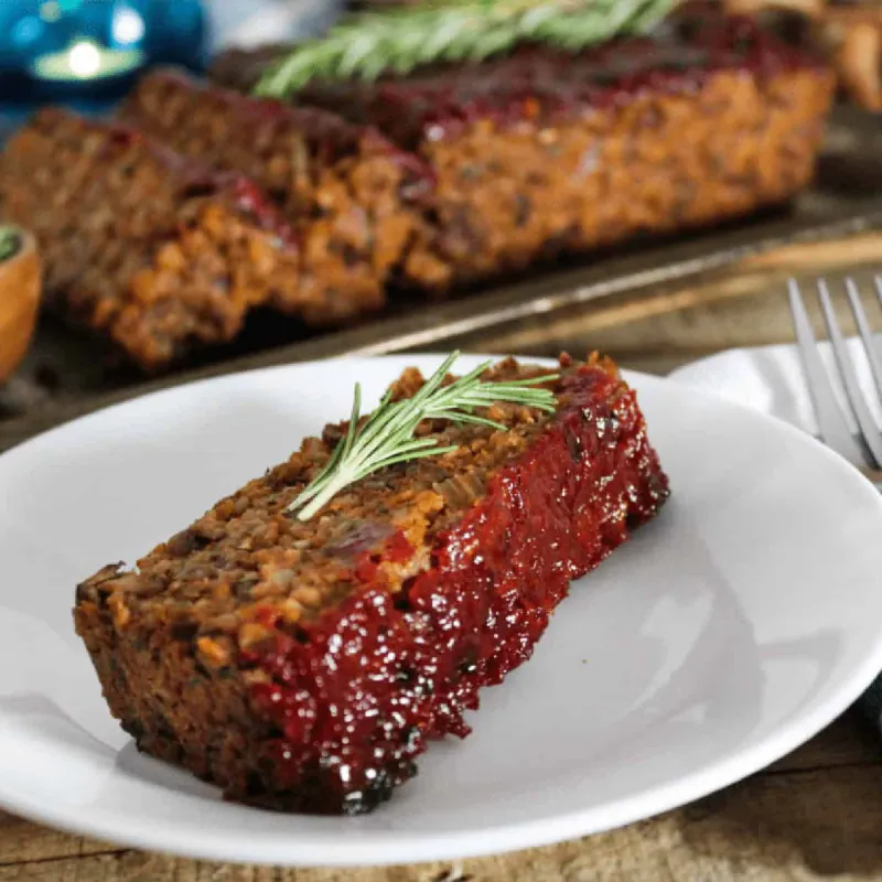 Vegan Meatloaf with Ketchup Glaze