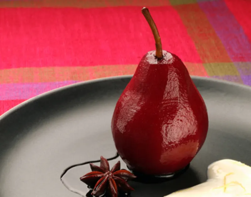 Poached Pears in Red Wine with Cinnamon or Star Anise