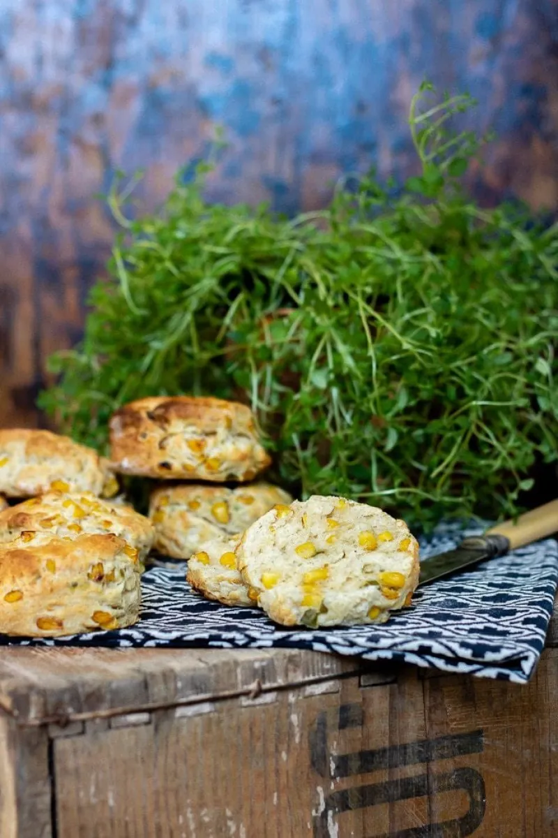 Sweetcorn Jalapeno Scones with Goat's Cheese