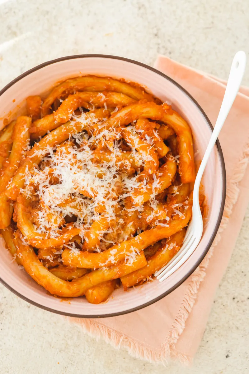 Calabrian Chili Tomato Pasta with Shallots and Garlic (vegan, gluten free)