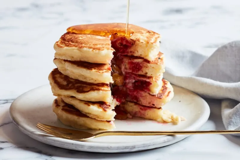 Fluffy Raspberry Chocolate Pancakes