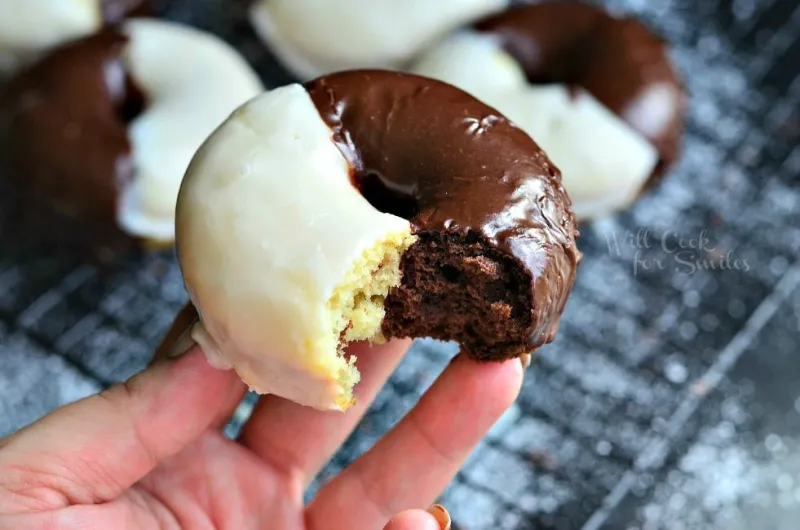 Black and White Glazed Donuts