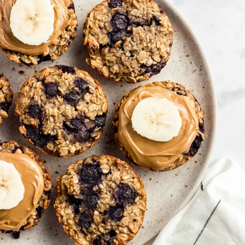 Blueberry Banana Baked Oatmeal Cups