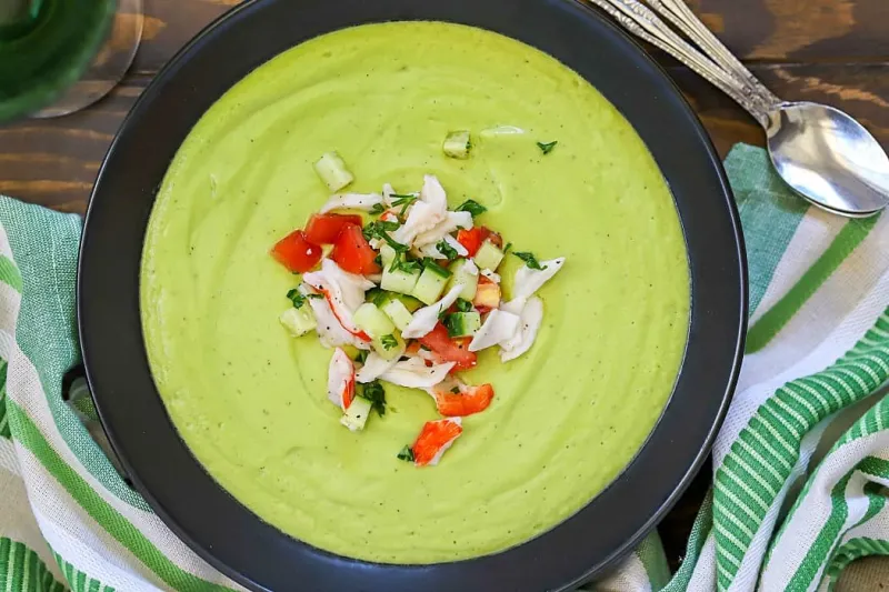 Avocado Soup with Crab