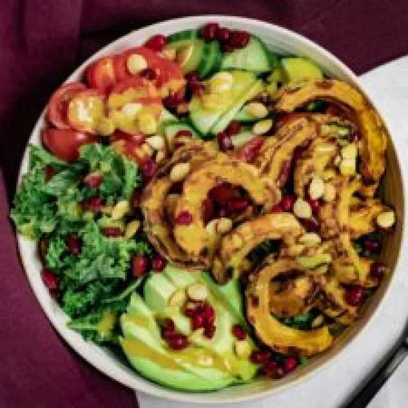 Air Fryer Squash with Kale Salad